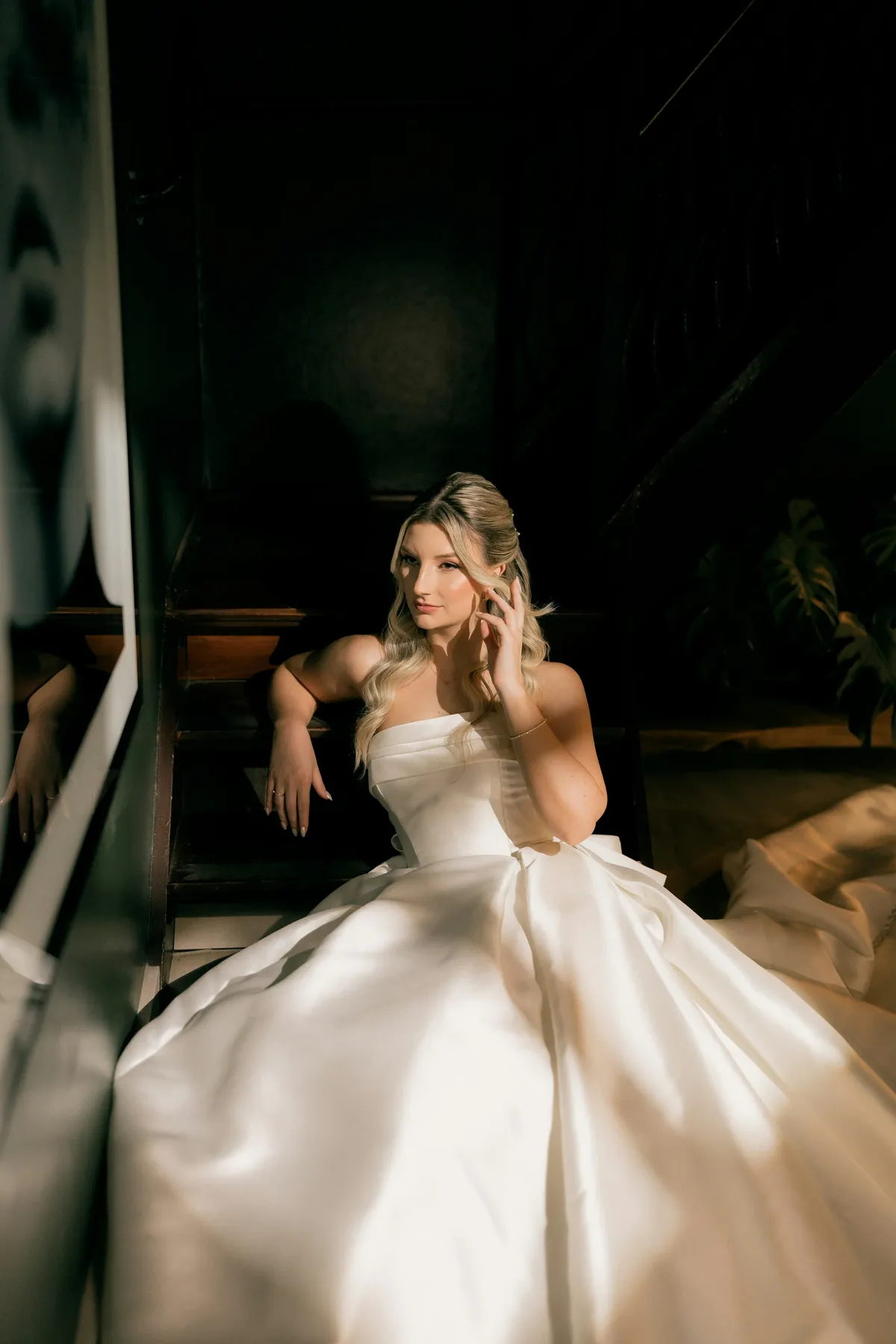 Claire getting ready on her wedding morning in Rhinebeck