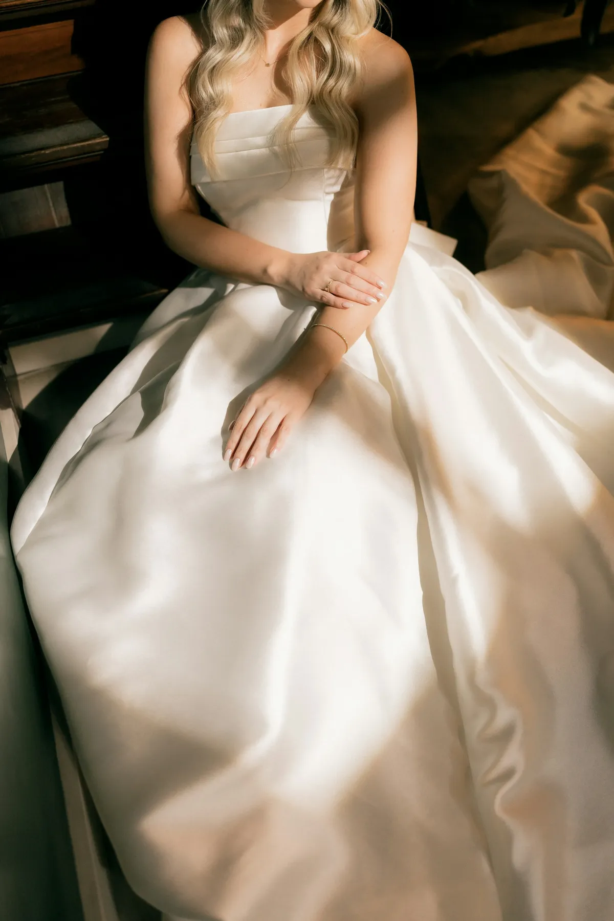 Claire getting ready on her wedding morning in Rhinebeck