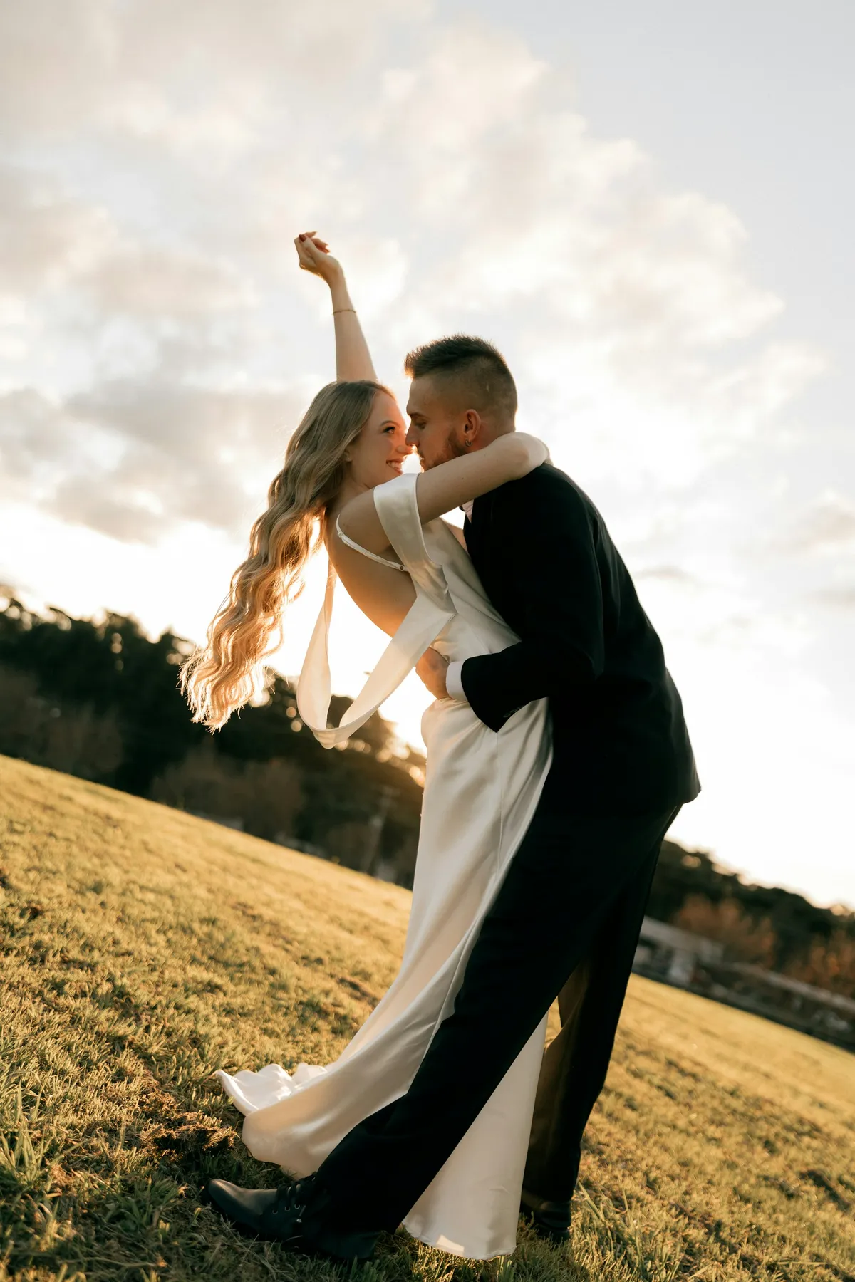 Olivia and Sam at golden hour in the Hudson Valley