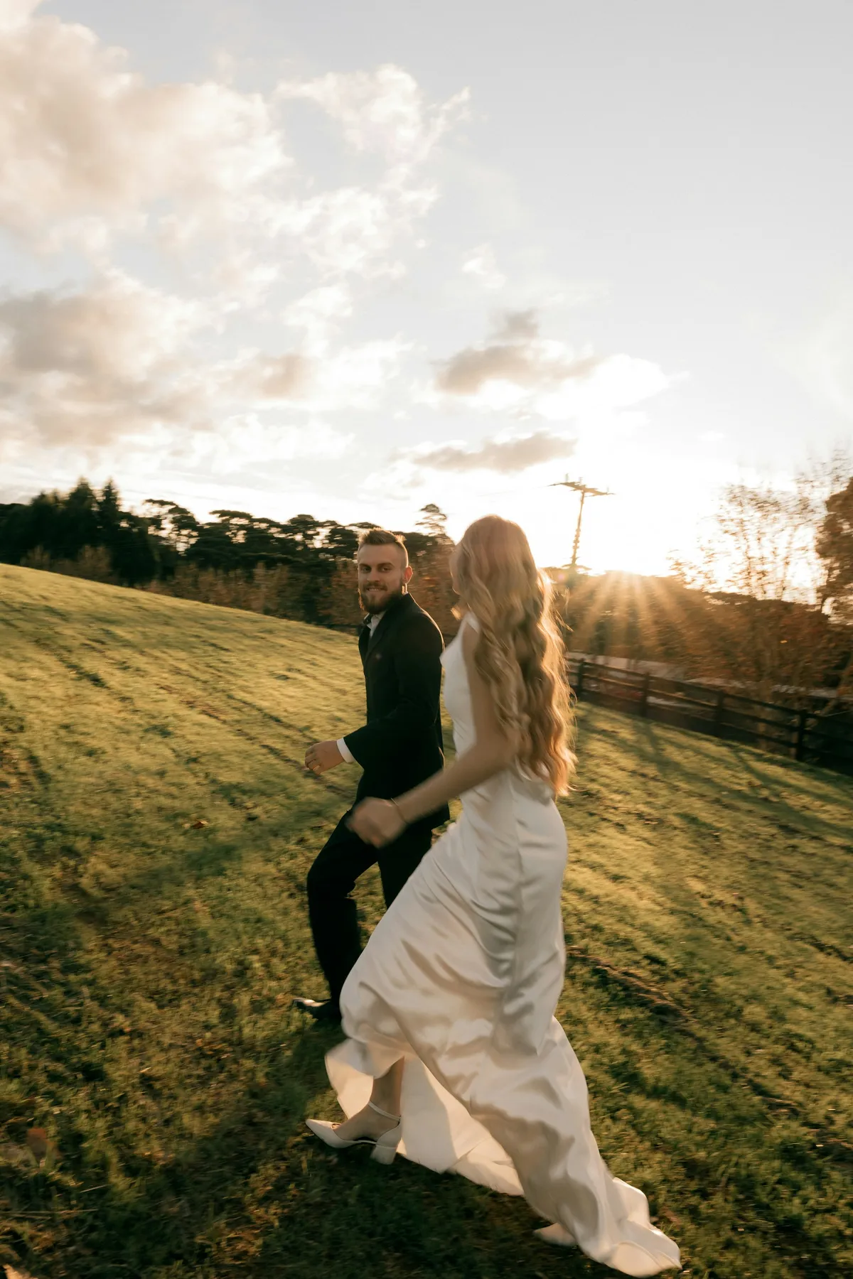 Olivia and Sam at golden hour in the Hudson Valley