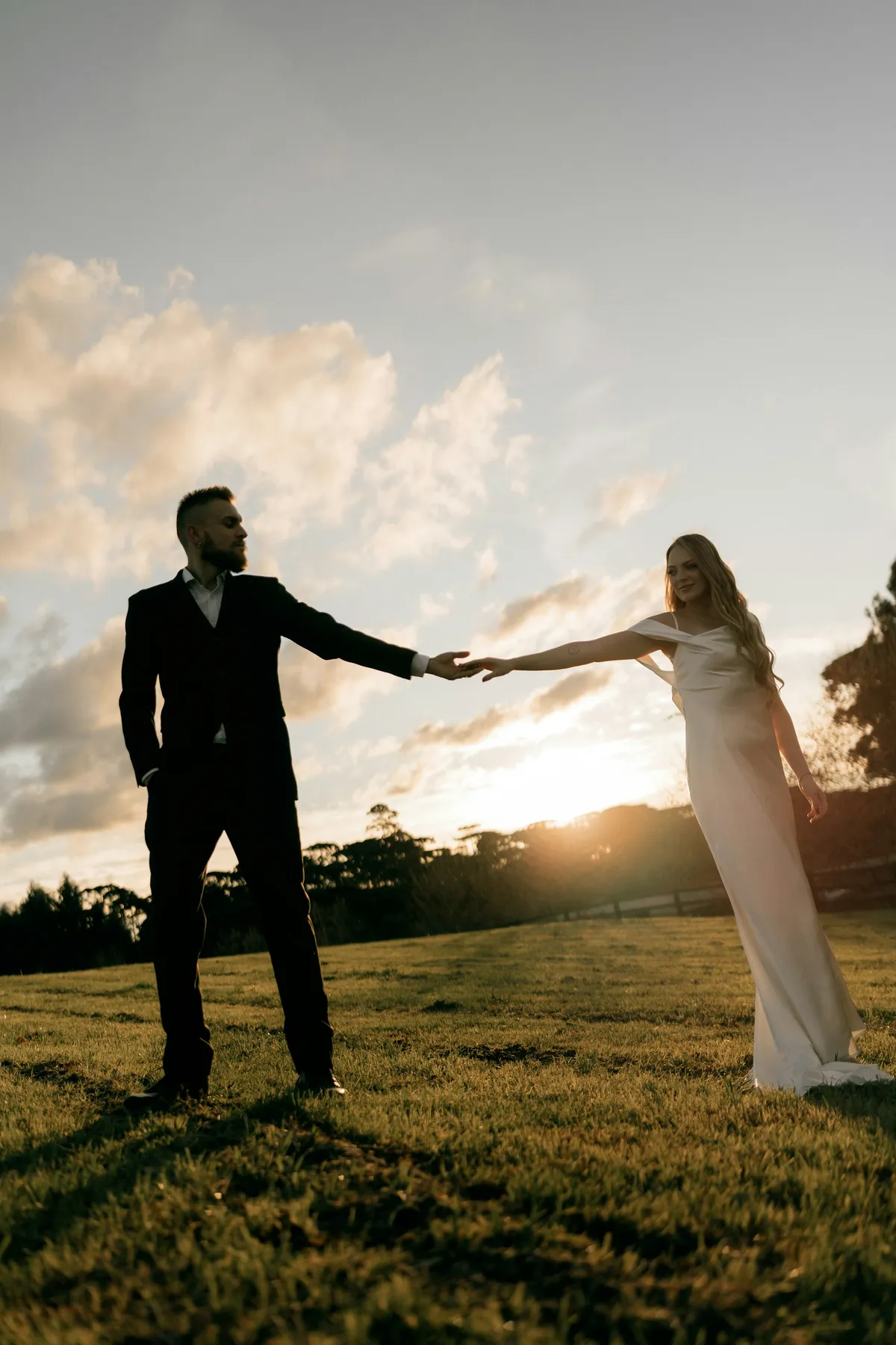 Olivia and Sam at golden hour in the Hudson Valley