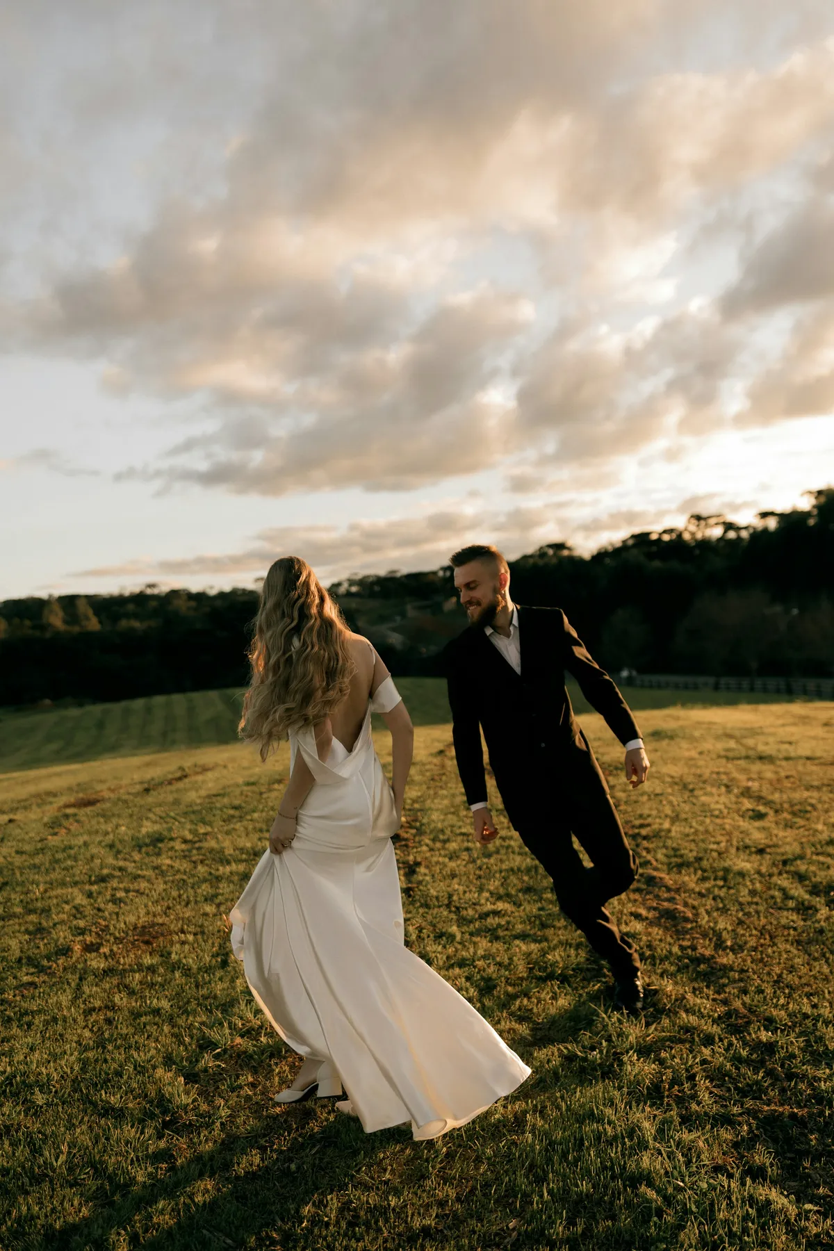 Olivia and Sam at golden hour in the Hudson Valley