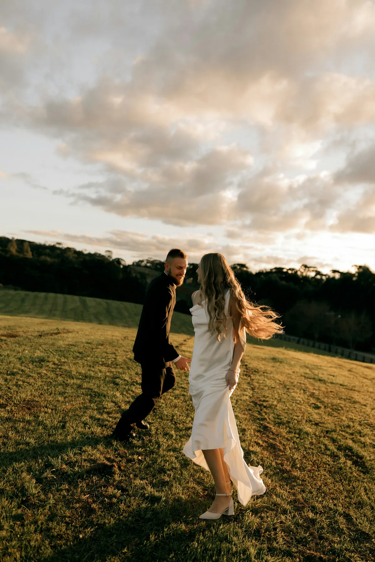 Olivia and Sam at golden hour in the Hudson Valley