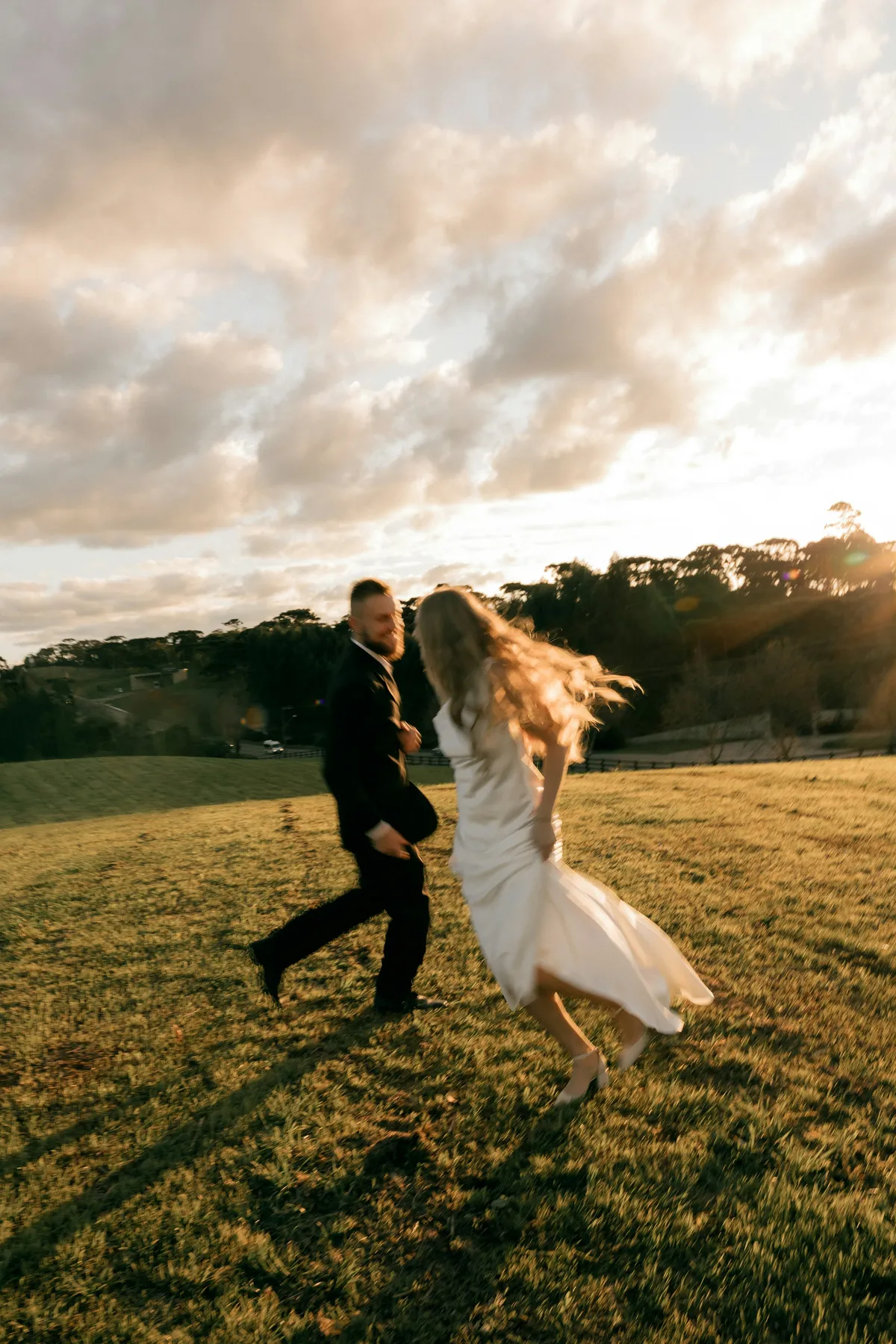 Olivia and Sam at golden hour in the Hudson Valley
