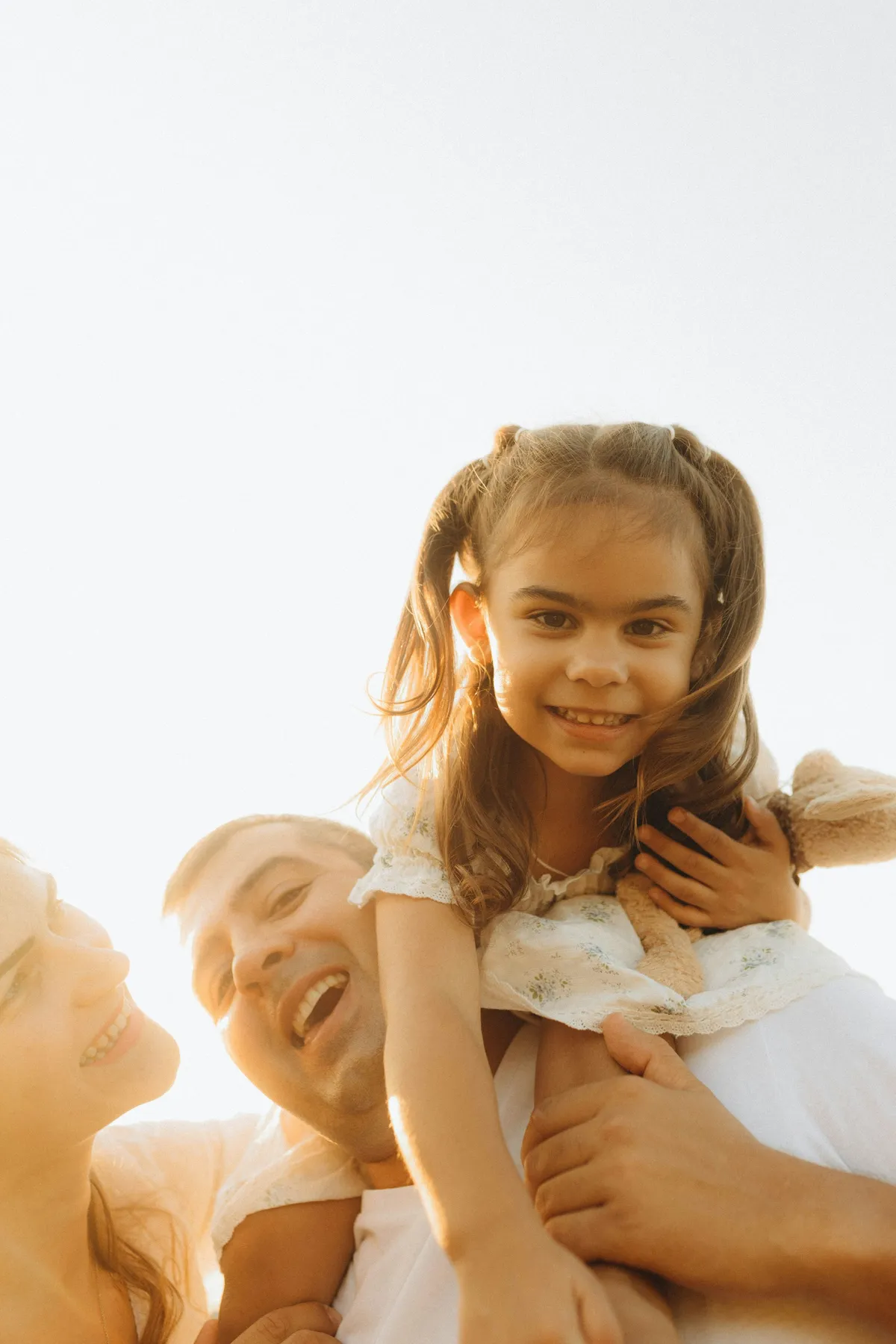 The Moreno family in the fields at sunset